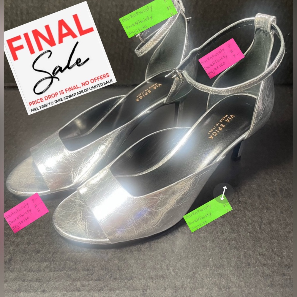 Via Spiga Jennie Silver Leather Sexy & Strappy Sandal US 5.5M BNIB